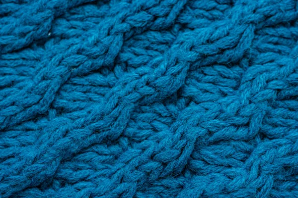 Blue Background Large Knitted Thread Pattern — Stock Photo, Image