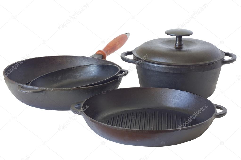 Set of cast iron pans