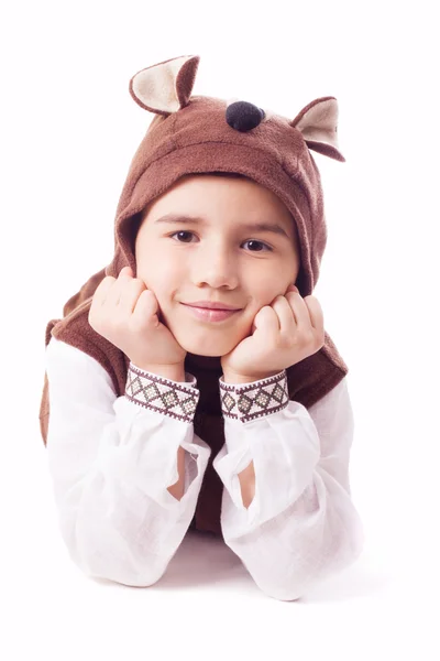 Lindo niño en un traje de oso —  Fotos de Stock