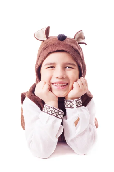 Lindo niño en un traje de oso —  Fotos de Stock