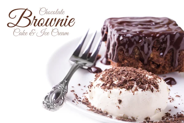 Fudge Brownie Cake с мороженым Лицензионные Стоковые Фото