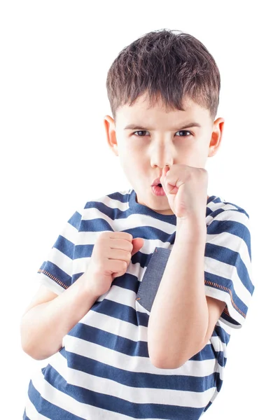 Boy is ready to fight with fists — Stock Photo, Image