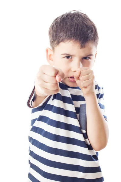 Boy is ready to fight with fists — Stock Photo, Image