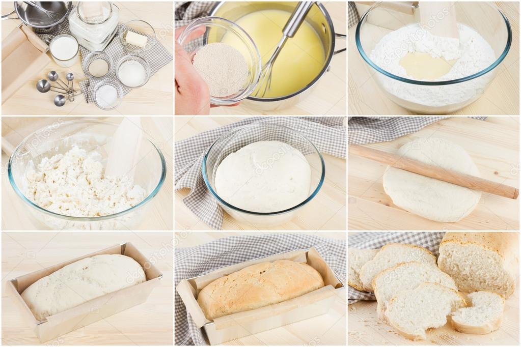 Photo set baking homemade bread