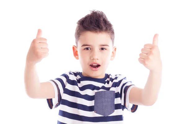 Enthusiastic boy with thumbs up — Stock Photo, Image