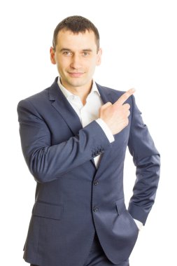 Gösteren kopya alanı işaret eden işadamı