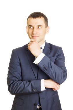 Çene parmağında ile genç işadamı