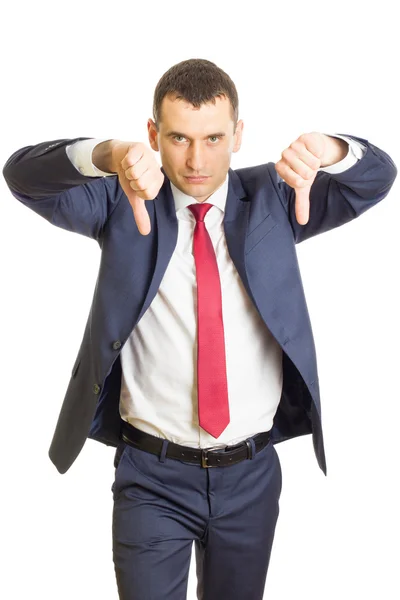 Disappointed businessman with thumbs down — Stock Photo, Image
