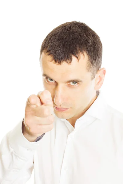 Businessman buttoning his suit jacket — Stock Photo, Image