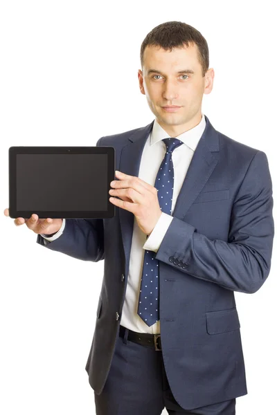Jonge zakenman met tablet pc — Stockfoto