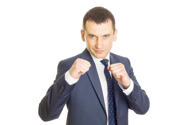 Businessman Clenching Fists — Stock Photo, Image