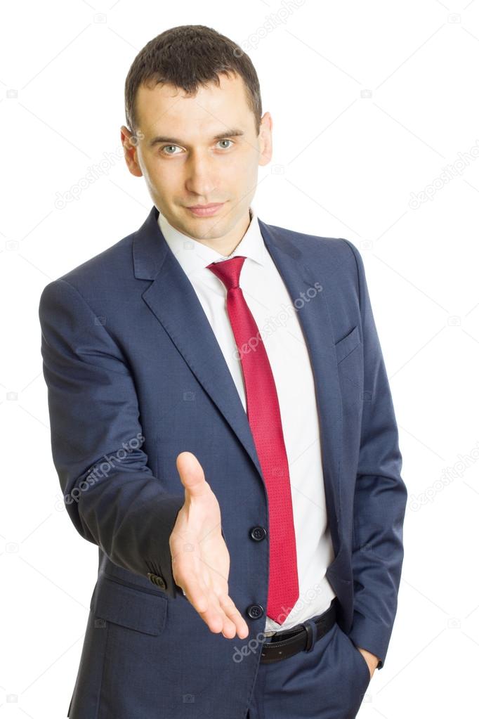 Businessman extending hand for handshake