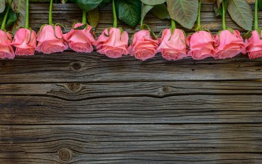 Pembe güller rustik Sevgililer Günü arka plan