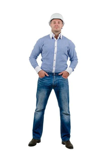 Zelfverzekerde man dragen van een veiligheidshelm — Stockfoto