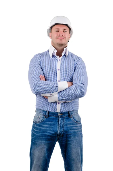 Zelfverzekerde man dragen van een veiligheidshelm — Stockfoto