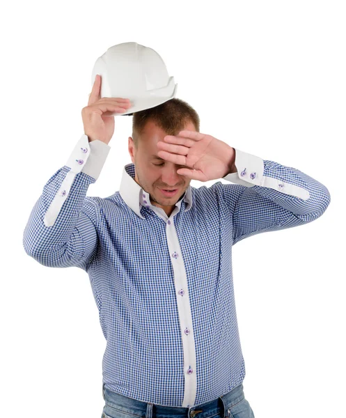 Builder, engineer or architect wiping his brow — Stock Photo, Image