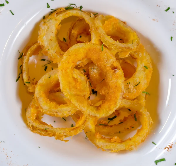 Bowl of Onion Rings at Fancy Table Setting — Stock Photo, Image