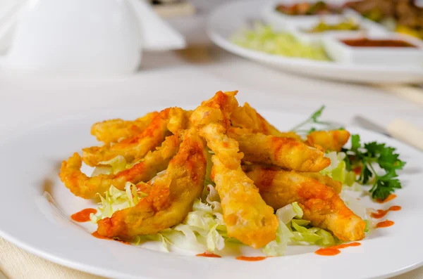 Close up Appetizing Main Course on White Plate — Stock Photo, Image