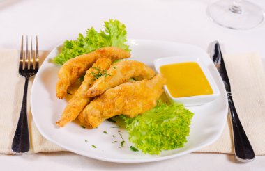 Chicken Strips with Mustard Dipping Sauce clipart