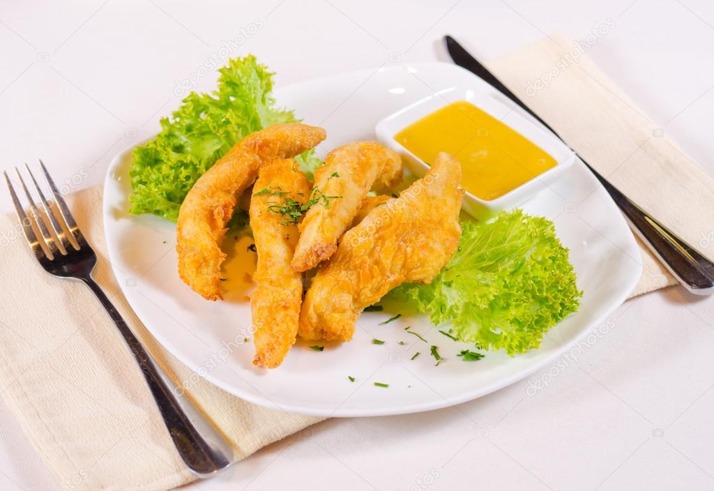 Chicken Strips with Mustard Dipping Sauce