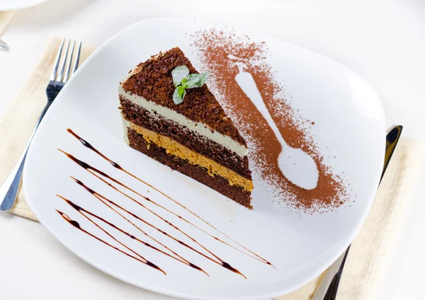 Delicious freshly baked layered dessert — Stock Photo, Image