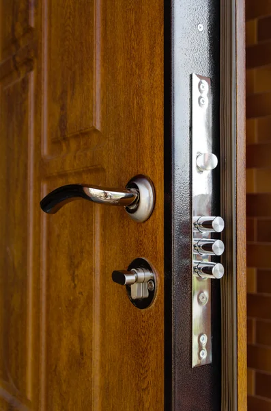 Triple cylinders on a new high security lock — Stock Photo, Image