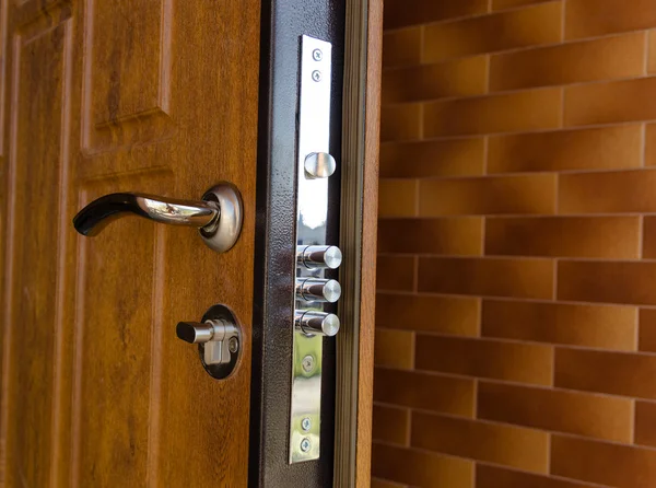 Triple cylinders on a new high security lock — Stock Photo, Image