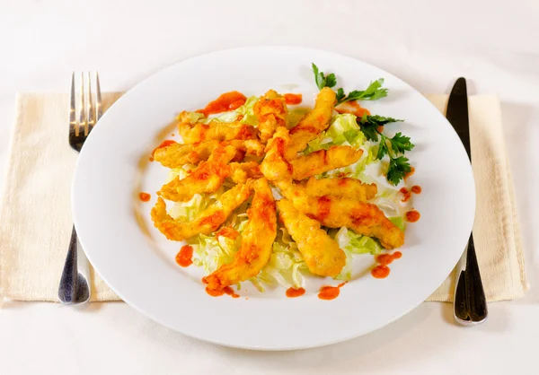 Close up Appetizing Main Course on White Plate — Stock Photo, Image