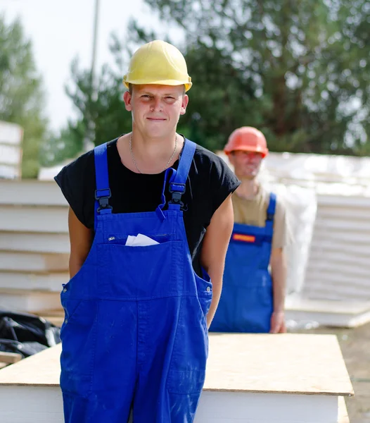 Workmen on a building site