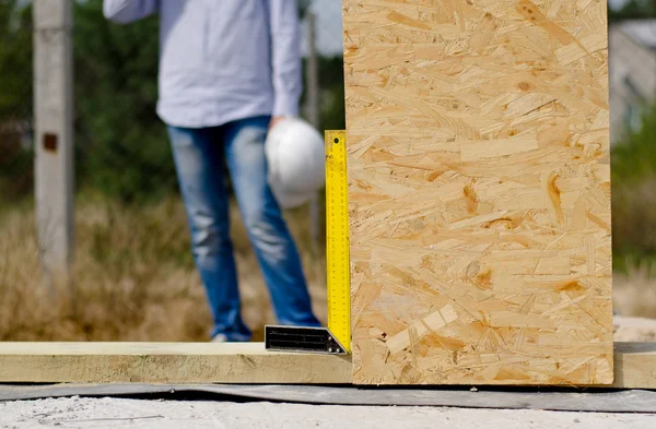 Right angle in use on a building site — Stock Photo, Image