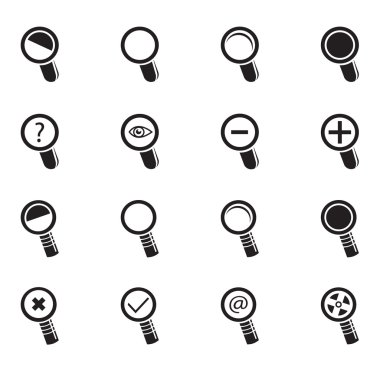 Büyüteç cam ve Zoom simgeler kümesi