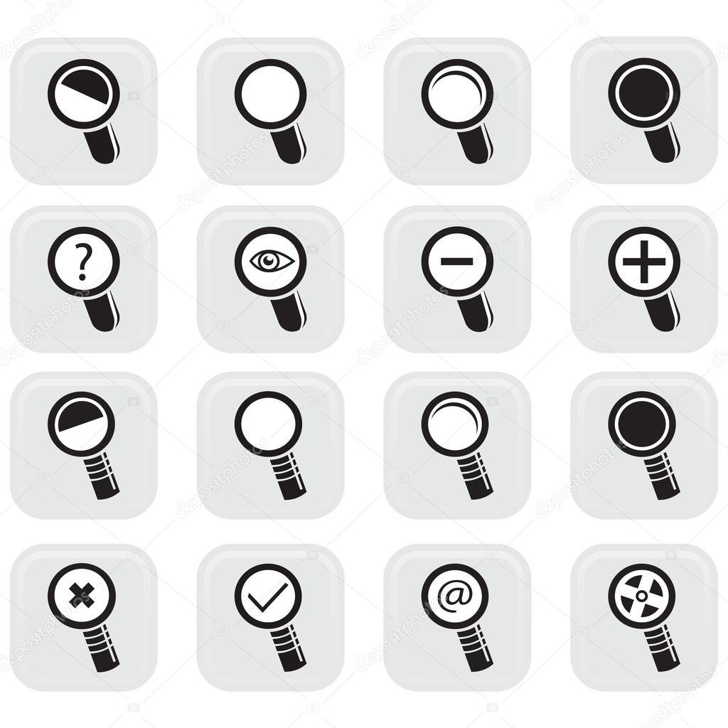 Magnifier Glass and Zoom Icons set