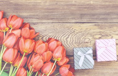 Lale küçük hediye kutuları ahşap tablo