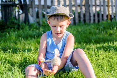 bulanık fıstıkla oynarken çimenlerin üzerinde oturan çocuk