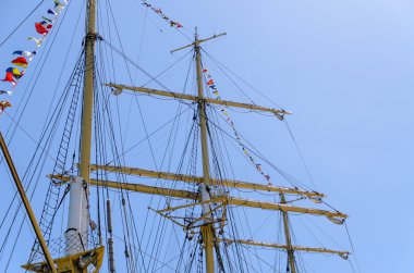 Masts and rigging of a tall ship