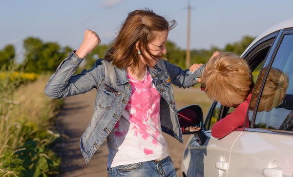 Two women having a fight
