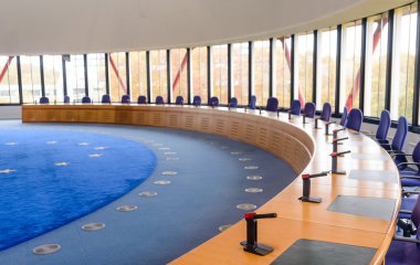 Fransa, Strasbourg - 29 Ekim 2015:Human hakları binası - toplantı salonu