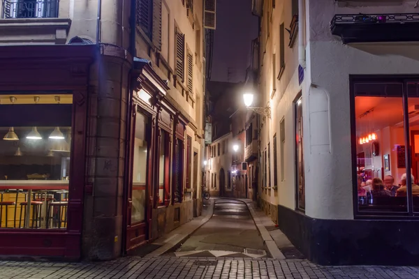 Noite cidade rua Strasbugr — Fotografia de Stock