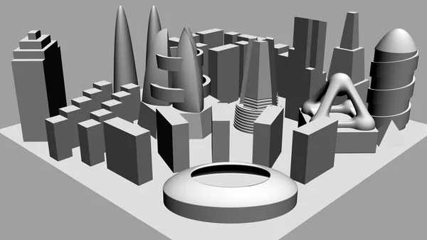 Architectural 3D model miniature downto... — Stock Photo, Image