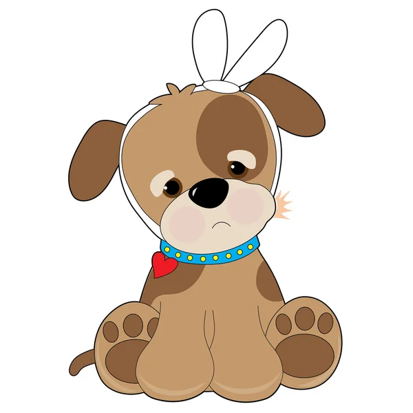 Brown Puppy with a  Toothache — Stock Vector