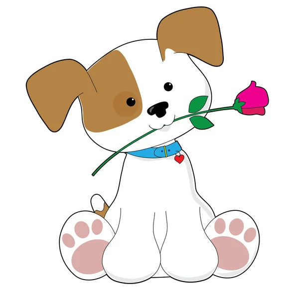 Filhote de cachorro bonito com Rose Ilustração De Bancos De Imagens