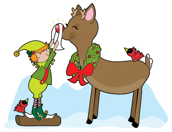 Un pequeño elfo que brilla Rudolf — Archivo Imágenes Vectoriales