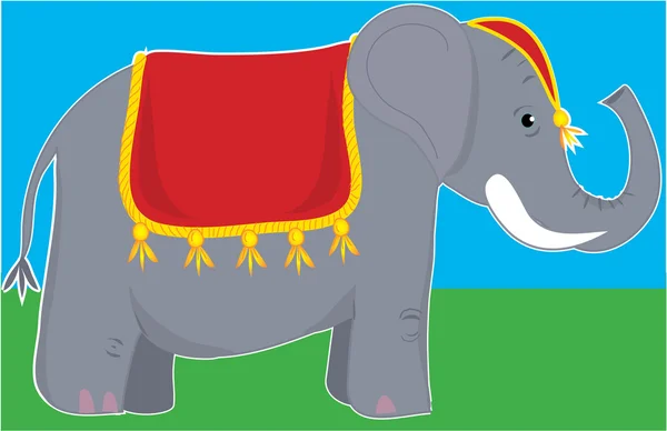 A circus elephant standing still — Stock Vector