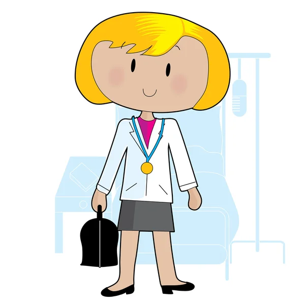Doctor standing with her bag — Stock Vector