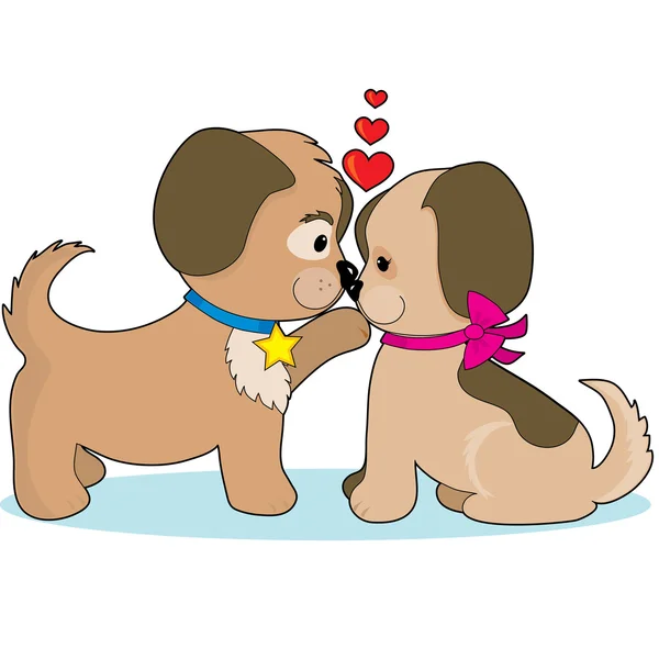 A couple of puppies cuddling — Stock Vector