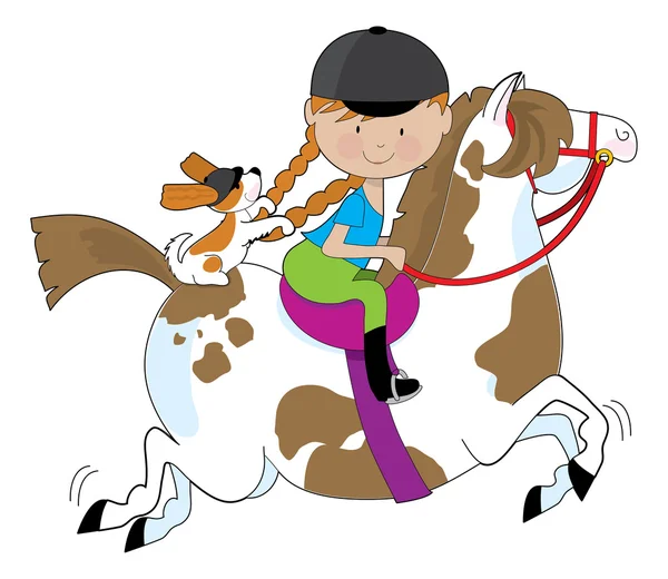 A little girl riding a painted pony — Stock Vector