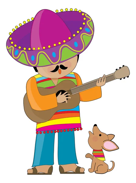 Un mexicano tocando la guitarra — Archivo Imágenes Vectoriales