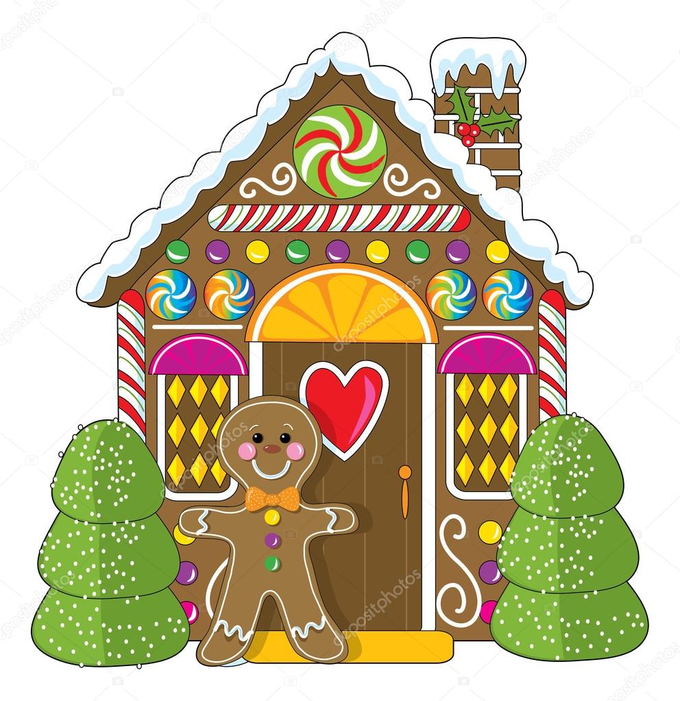 Gingerbread house with a gingerbread man