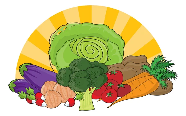 Sortiment av färska grönsaker — Stock vektor