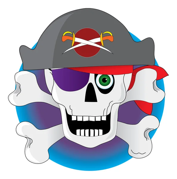 Pirátská lebka a zkřížené kosti — Stockový vektor